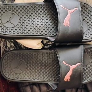 Puma Black and Pink Sandals Sleek Design